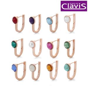 Clavis [클라비스] 14k 스와로브스키 탄생석 귀걸이 CL14kp EGP126 대표이미지 섬네일