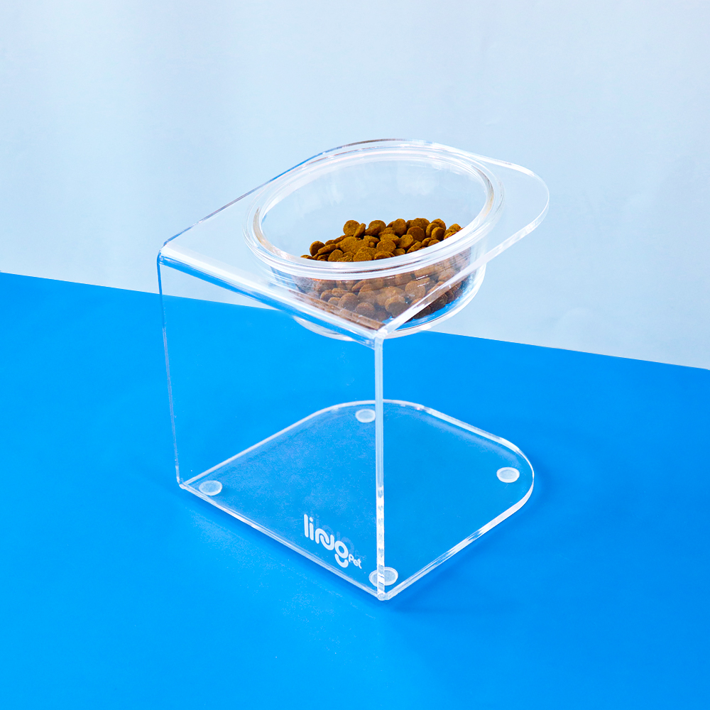링펫 강아지 고양이식기 애견 밥그릇 물그릇 투명유리 아크릴 1구/2구 대표이미지 섬네일