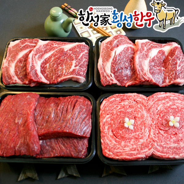 [한성가횡성한우]횡성한우 1등급 알뜰정육 혼합세트 8호 2.4kg(로스용 600g X 2,불고기 600g,국거리 600g) 대표이미지 섬네일